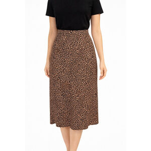 Reformation Leopard Print Midi Skirt Size 2 High Rise Animal Print